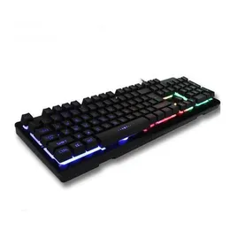 New Brand USB Wired Gaming Keyboard Slim Optical Keyboard with Colorful Backlits Mechanical Touch Feel Tri Colors Backlights