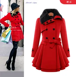 Blends Fashion Casual Winter Warm Fur Trench Coats For Women Outerwear Female Double Breasted Thick Coat Femme