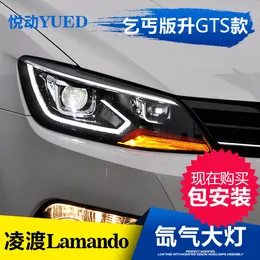 Dla Volkswagen Montaż Reflektorów Ling Du GTS Lampa LED z podwójnym obiektywem optycznym Zmodyfikowany Xenon Headlamps Red Version