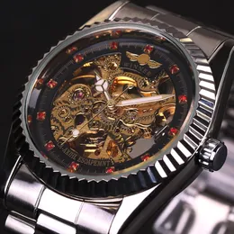 Winner mechanical Watch Women Fashion automatic Ladies Dress Wristwatch Red Diamond Design luxury women watch famous brand free shipping