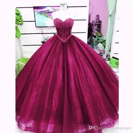 Paars Royla Blue Sparkly baljurk Quinceanera jurken Grote maten Sweetheart Sweet 16 vestidos de Formal Wear Evening Prom Verjaardag Pageant Gowns Custom Made