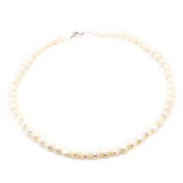 Partihandel Fashion Natural Pearl Jewelry Freshwater Pearl Necklace, Oblate Pearl Beaded Necklace Female Charm smycken