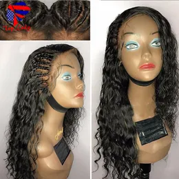 High quality side part Long Curly brazilian wig Glueless Heat Resistant Synthetic Lace Front Wig With Baby Hair For African American Wigs