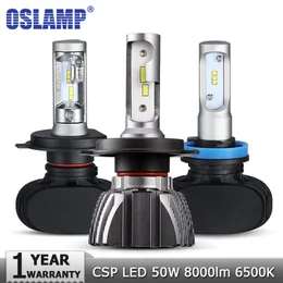 Oslamp H4 H7 H1 H1 H3 9005 LED LED Żarówki Reflektor Cześć Lo Wiązka CSP 50W 6500K 8000LM Reflektory Auto LED Headlamp 12 V 24V