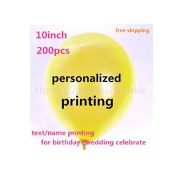 200PCs Personlig Print Ballon Anpassad ballong med bokstäver Textutskrift för bröllopsfödelsedagsfest