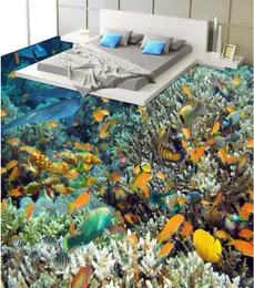 custom 3d flooring wallpaper Beautiful underwater world 3d stereoscopic murals wallpapers for living room 3d floor