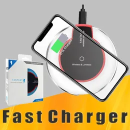 För iPhone X 8 QI Crystal Wireless Charger Pad Power Wireless Laddning för Samsung Galaxy S9 S9Plus S6 Edge S7 S7 Edge med Retail Box