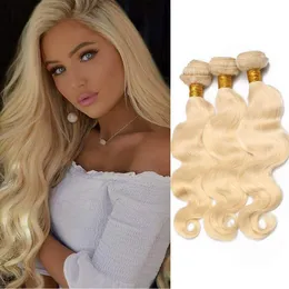 Malaysiska mänskliga hårförlängningar de Cheveux Virgin Hair 613# Blond Body Wave Remy Hair 8-30-tums Body Wave 613 Färg