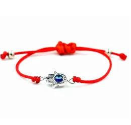 20pcs/lot Lucky String Hamsa Hand Evil Eye Lucky Red Cord Adjustable Bracelet DIY Jewelry NEW