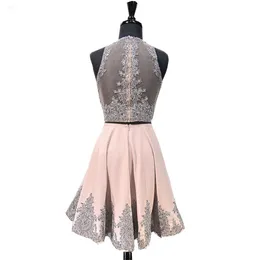 2019 Short Homecoming Dress two Pieces Lace Appliques Scoop Neck Sweet 16 Graduation Cocktail Prom Dress Fow Gril