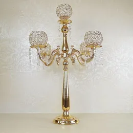 product elegant Tall metal and crystal candelabra centerpieces wedding gold , silver candelabra 5 arm decoration fast shipping