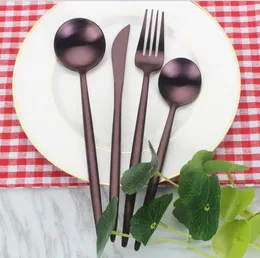 Stainless Steel Cutlery Gold Flatware Set Black Tableware Dinnerware portable outdoor flatware western restaurant bar kitchen dinner tool