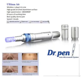 Dr pen Ultima A6 Rechargeable Dermapen Microneedle with 2pcs Needle Cartridges Adjustable Length 0.25-2.5mm