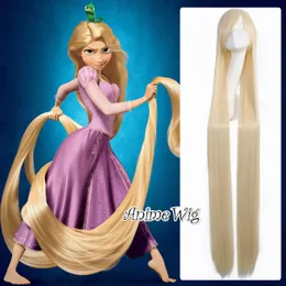150 cm anime encantado Rapunzel Long Light Loira Reta Básica Básica Bang Cosplay