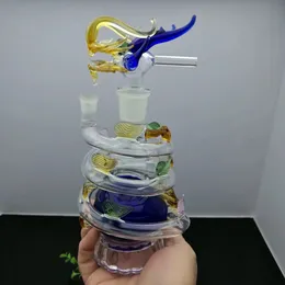 Multi Color Spiral Panlong Glass Water Bongs Partihandel Glas Bongs Oil Burner Pipe Rökning