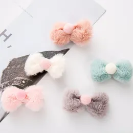 2018 Nya Baby Bows Hair Clips Höst Vinterull Söt Kids Hårstolar 10st / Lot Lovely Pink Girl Hair Clips Mini Bows Clips