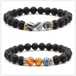 Silver Gold Plated Candy Color Black Lava Stone Beads Bracelet DIY Perfume Essential Oil Diffuser Bracelet