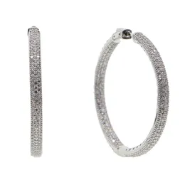 Hoop Huggie New Micro Pave CZ Big Hoop Earring 25 mm 50 mm 2 wielkości biżuteria mody Cubic Cyrronia Błyszcząca srebrna biżuteria klasyczna biżuteria