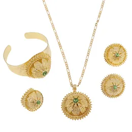 Ethiopian Bride Gold Color Jewelry Sets With Stone African Ethnic Gifts Eritrean Habesha