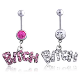 Navel Rings Silver/Pink Sexy Crystal Body Piercing Surgical Button Belly Ring Jewelry Navel Bar