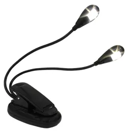 Gadget Flexibel Clip-on Clip Dual LED 2 Arms Musik Stativ Reading E-Book Ljuslampa För Ebook Böcker, Musikstativ, Bärbara datorer mm Gratis Ship