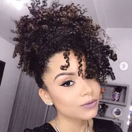 Afro Kinky Curly Weave Pferdeschwanz-Haarteil, 120 g, Clip-Ins, kurze, hohe Pferdeschwanz-Erweiterungen, Kordelzug-Pferdeschwanz, kurzes, hohes Pony-Haar, Afro-Puff