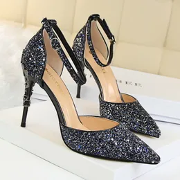 Scarpe da sposa con paillettes Bling estive 9 5CM Tacco alto Sandali da sera per feste da donna Luxury Desinger Ladies Casual Homecoming Gi251m