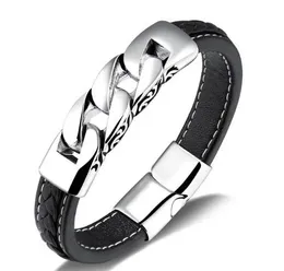 Rostfritt stål armband armband 215 mm män läder armband män smycken ny gåva för män (BA102063)