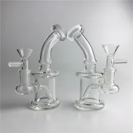6 Inch Mini Oil Rigs Glass Bong Water Pipes with 14mm Female Clear Joint 14mm Mlae Glass Bowls Recycler Heady Beaker Bongs