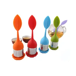 Loose Leaf Tea Infuser Food Grade Silicone Hndle Stainless Steel Strainer Herbal Spice Tea Infuser Filter