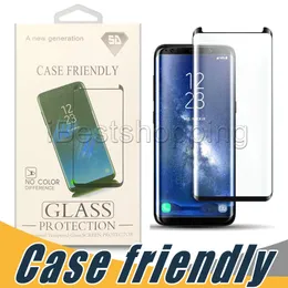 Skärmskydd Fodral Friendly Temperat glas för Samsung S9 S8 S10E S10 PLUS Not 10 9 8 S7 Edge med förpackning