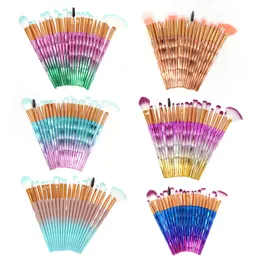 20Pcs Rainbow Diamond Makeup Brushes Set eye makeup brushes kit Eyeshadow Eyebrow Eyeliner brush fan shape foundation powder cosmestic brush