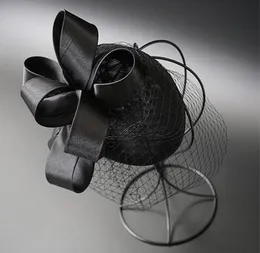 Elegancki 2018 Najwyższej jakości Kapelusz ślubny Birdal Hat z klipsem Czarny Tulle Wedding Party Evening Fascinator Czapki Akcesoria weselne
