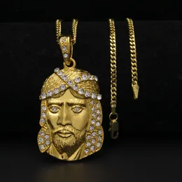 Moda Hip Hop Naszyjnik Biżuteria Iced Out Juses Piece Naszyjniki wisiorek 3mm * 24 cali Złoty Kubański Łańcuch