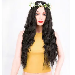 Fashion Long Black Nature Curly Wavy Wigs Heat Resistant Hair Wigs