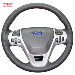 Yuji-Hong Coprivolante per auto in pelle artificiale Custodia per Ford Edge Explorer 2011-2013 Coprivolante cucito a mano