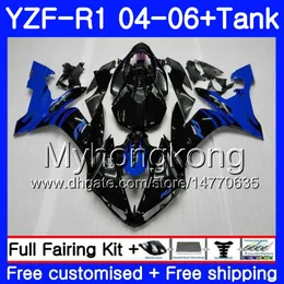 Kropp + Tank för Yamaha YZF 1000 Blue Flames Gloss YZF R 1 YZF-R1 2004 2005 2006 232HM.41 YZF1000 YZF R1 04 06 YZF-1000 YZFR1 04 05 06 FAIRING