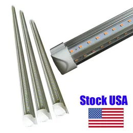 LED Tube Light 8FT 72W, Double-side V-shape Integrated, AC85-265V SMD2835 Clear Cover Cool White 6000K, 25-Pack