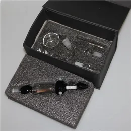 Shisha Mini Nectar Bong Kit mit Titan-Spitzennagel 14 mm 18 mm Quarzspitze Kunststoff-Keck-Clip Konzentrat Dab Straw Oil Rigs Glaspfeifenbongs