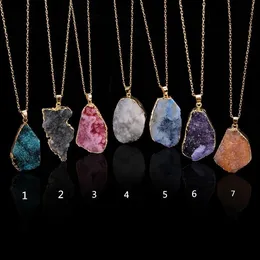 New Natural Crystal Quartz Healing Point Chakra Bead Gemstone Necklace Pendant original natural stone-style Pendant Necklaces Jewelry C011