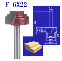 1pcs / set f 6 * 22mm (skaft * blad bredd) 3d spets träbearbetning CNC gravering maskin fräskniv, träskärare router bit knivar