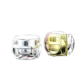 Empty Jars Octagonal Gold Silver Acrylic Plastic Cosmetic Cream Small Personal Care Containers 5g 10g for Sample Packaging