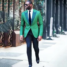 Brand New Green Men Wedding Tuxedos High Quality Groom Tuxedos Dark Green Peak Lapel One Button Men Blazer 2 Piece Suit(Jacket+Pants+Tie)612