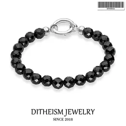 Strand Bracelets Classic with Black Onyx Beads, 2018 New 925 Sterling Silver Fashion Jewelry Punk Gift for Men Boy Women Girls