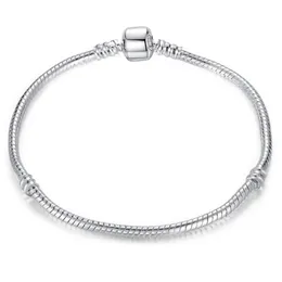 Hurtownia 925 srebrne srebrne srebrne podstawowe łańcuch węża dopasowanie uroków koraliki biżuteria bransoletki bransoletki DIY biżuteria zarabiająca 3 mm 16 cm-23cm