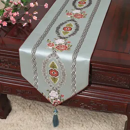 Tjockna 180 x 33 cm lång damastast soffbord löpare bröllop jul kinesisk silke satin bordsdukar dekorativa high end matbord matta