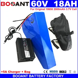 60V 18AH Triangle E-Bike Lithium Batteri 1500W 2000W Motor för original 18650 Cell Elektrisk cykel Batteri 60V Gratis frakt