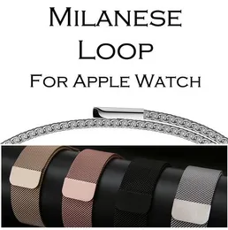 Ny försäljning Milanese Loop Band för Apple Watch 38/42mm Series 1/2/3 rostfritt stål Rembälte Metal Armbandsarmbandsersättning