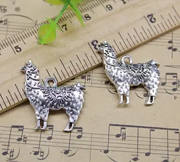 Partihandel Lot 50st / Väska Ny retrostil Söt Alpaca Djur Alloy Charms Hängsmycke Smycken Göra DIY Tillbehör 25 * 23mm