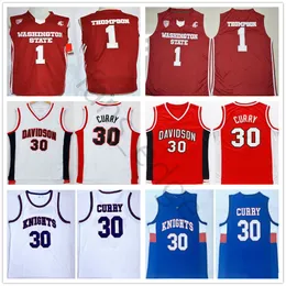 NCAA Davidson Wildcat College Stephen #30 Curry Charlotte Knights High School Basketball Jersey Klay #1 Thompson Washington State Cougars